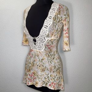 Free People Floral & Crochet Tunic (XS)